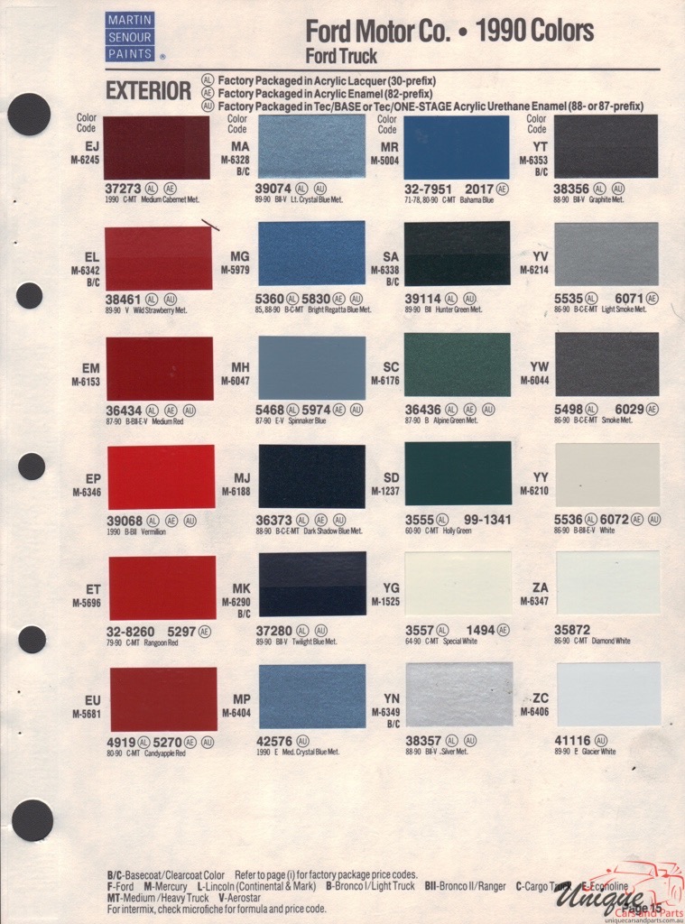 1990 Ford Paint Charts Sherwin-Williams 3